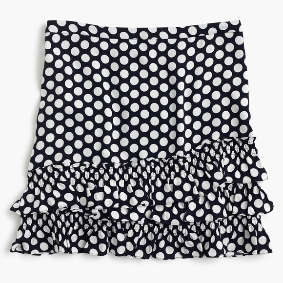 J. Crew Blue Ruffle Skirt in Dot | Blue | 10 - Picture 2 of 2